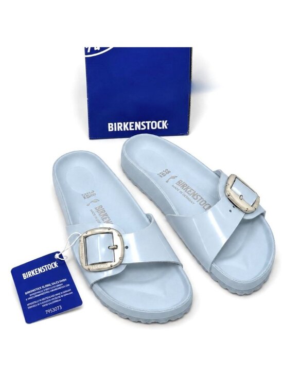 Birkenstock Shoes - Birkenstock Women’s Madrid Big Buckle Pearl Patent Sandals Baby Blue EU 38 7-7.5